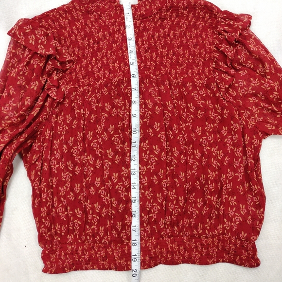 Free People Blouse Roma Red Floral Print Small - Picture 13 of 16